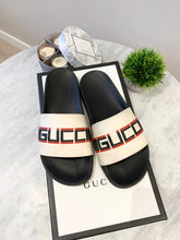 Load image into Gallery viewer, GUCCI Women’s Stripe Rubber Slide Sandals US8
