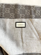 Load image into Gallery viewer, GUCCI GG Unisex 100% Wool Jacquard Knit Scarf in Gray
