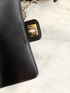 CHANEL Quilted Silk Mini Crossbody Bag In Black