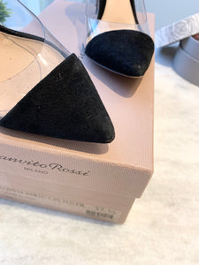 GIANVITO ROSSI Plexi 85mm Suede PVC Pumps In Black EU37.5