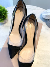 Load image into Gallery viewer, GIANVITO ROSSI Plexi 85mm Suede PVC Pumps In Black EU37.5
