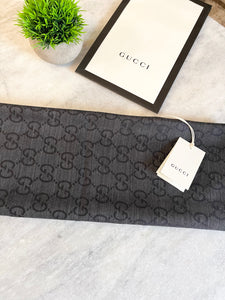 GUCCI GG Unisex Jacquard Giant Plus Silk Wool Shawl in Black