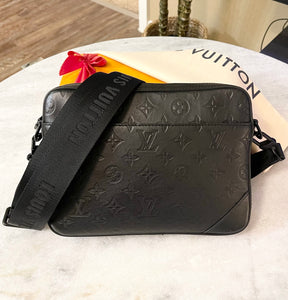 LOUIS VUITTON Calfskin Monogram Shadow Duo Messenger In Black