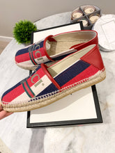 Load image into Gallery viewer, GUCCI Men&#39;s Blue Logo Sylvie Canvas Espadrille UK8/US9
