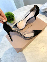 Load image into Gallery viewer, GIANVITO ROSSI Plexi 85mm Suede PVC Pumps In Black EU37.5
