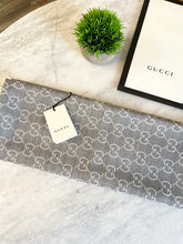 Load image into Gallery viewer, GUCCI GG Unisex Jacquard Giant Plus Silk Wool Shawl in Gray
