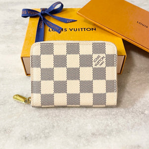 LOUIS VUITTON Damier Azur Zippy Coin Purse Padlock In Beige