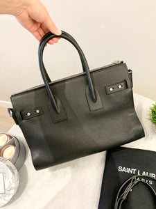 SAINT LAURENT Small Zipped Supple Sac de Jour Duffel Bag in Black