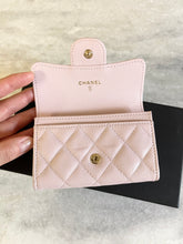 Load image into Gallery viewer, CHANEL 2021 Caviar Quilted Flap Card Holder In Light Pink
