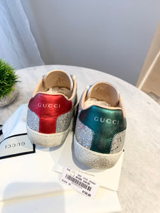 GUCCI New Ace Low Top Sneaker In White / Silver EU36