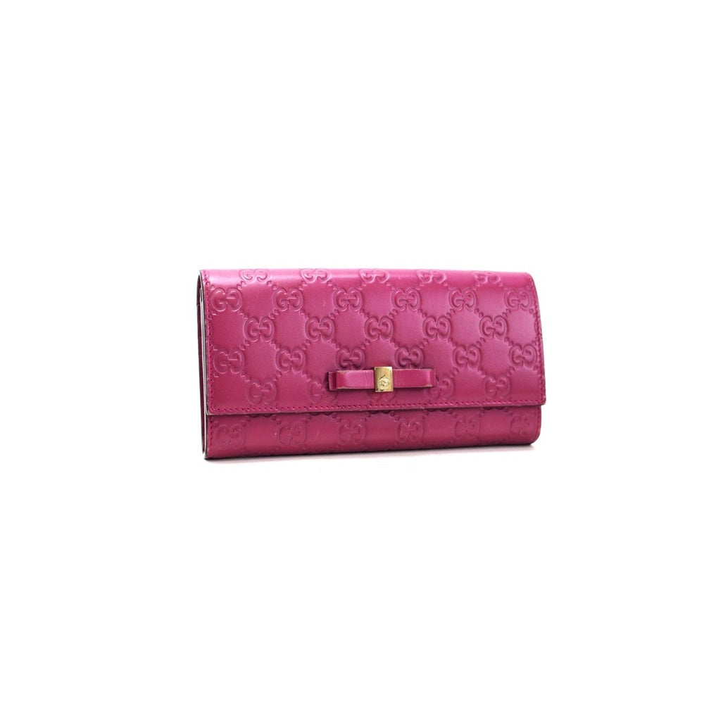 GUCCI Guccissima Shima Bow Continental Long Flap Wallet