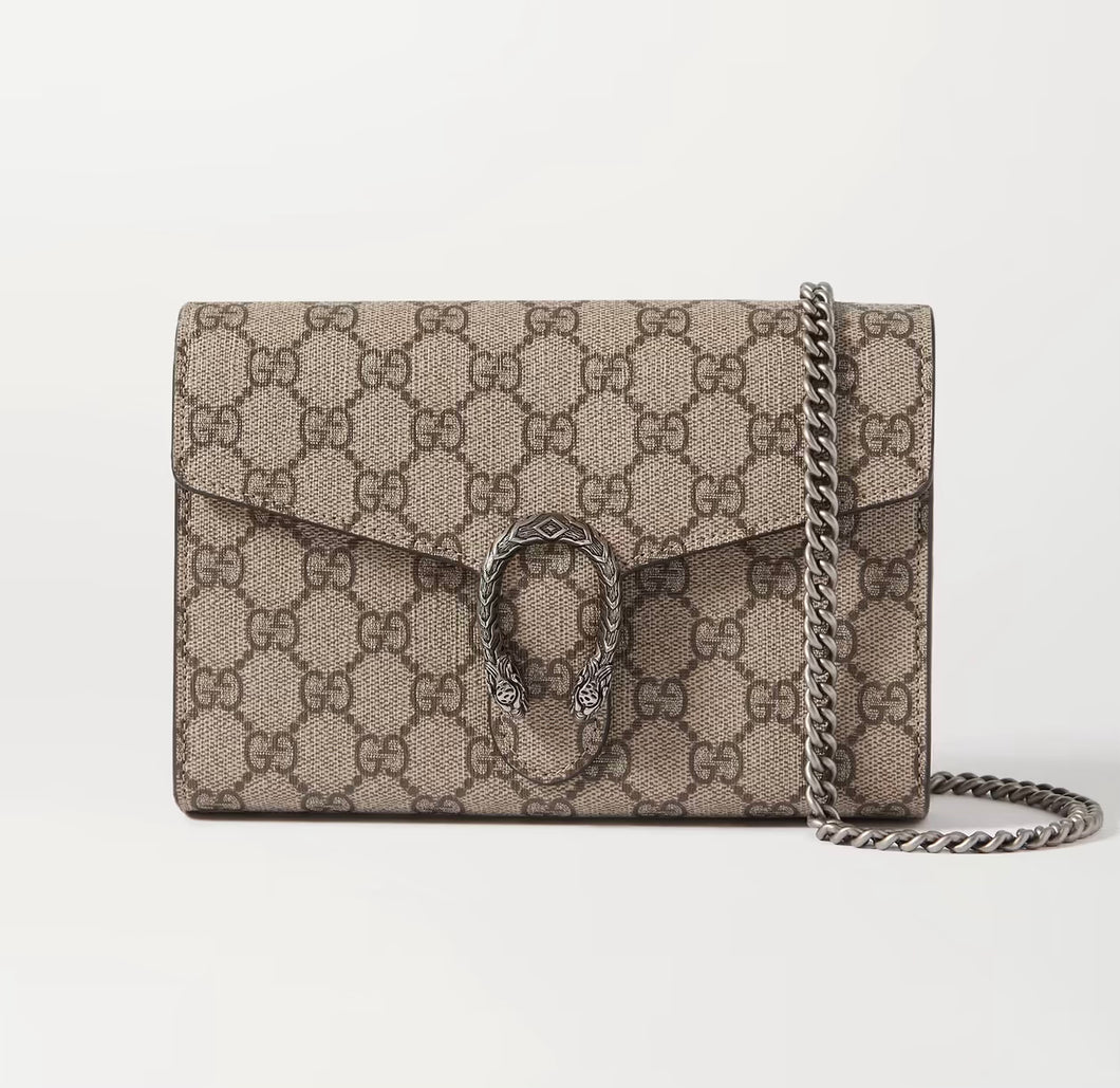 [SOLD] GUCCI Dionysus GG Supreme Wallet-on-a-Chain in Beige/Black