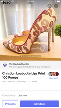 Load image into Gallery viewer, CHRISTIAN LOUBOUTIN Metallic Lurex Lips Print Strass Cosmopump 100 Pumps EU37.5
