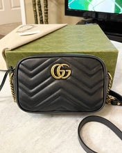 Load image into Gallery viewer, GUCCI GG Marmont Mini Crossbody Bag in Black
