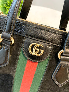 GUCCI Ophidia Suede Mini Tote Bag In Black