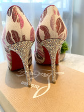 Load image into Gallery viewer, CHRISTIAN LOUBOUTIN Metallic Lurex Lips Print Strass Cosmopump 100 Pumps EU37.5
