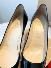 Load image into Gallery viewer, CHRISTIAN LOUBOUTIN Patent Calf No Matter 85 Peep Toe Pumps In Black EU39
