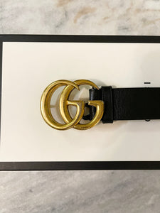 GUCCI GG 2015 Re-Edition Wide Leather Belt in Black 75cm