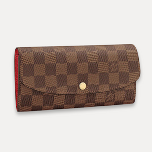 LOUIS VUITTON 2021 Damier Ebene Emilie Wallet In Rouge