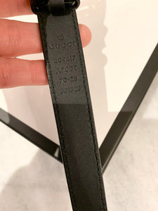 GUCCI Double G Buckle Skinny Leather Belt In Black 70/28