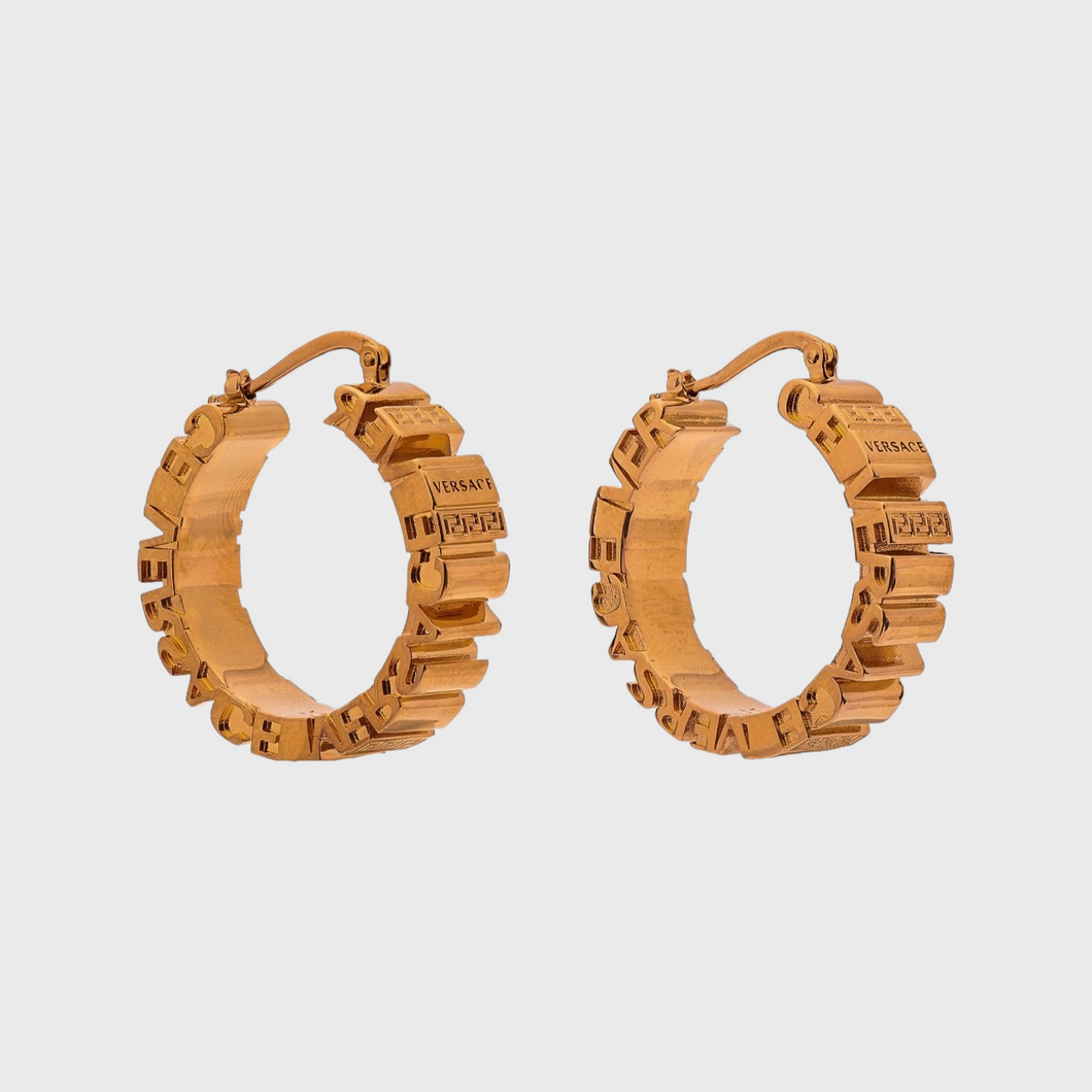 VERSACE Greca Hoop Earrings In Gold