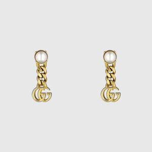 GUCCI GG Gold Metal Pearl Earrings