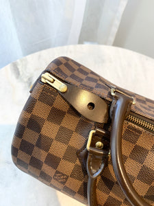 LOUIS VUITTON Damier Ebene Speedy 30 Satchel Bag