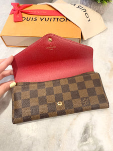 LOUIS VUITTON Damier Ebene Josephine Wallet In Fuchsia