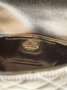 CHANEL Quilted Silk Mini Crossbody Bag In Black