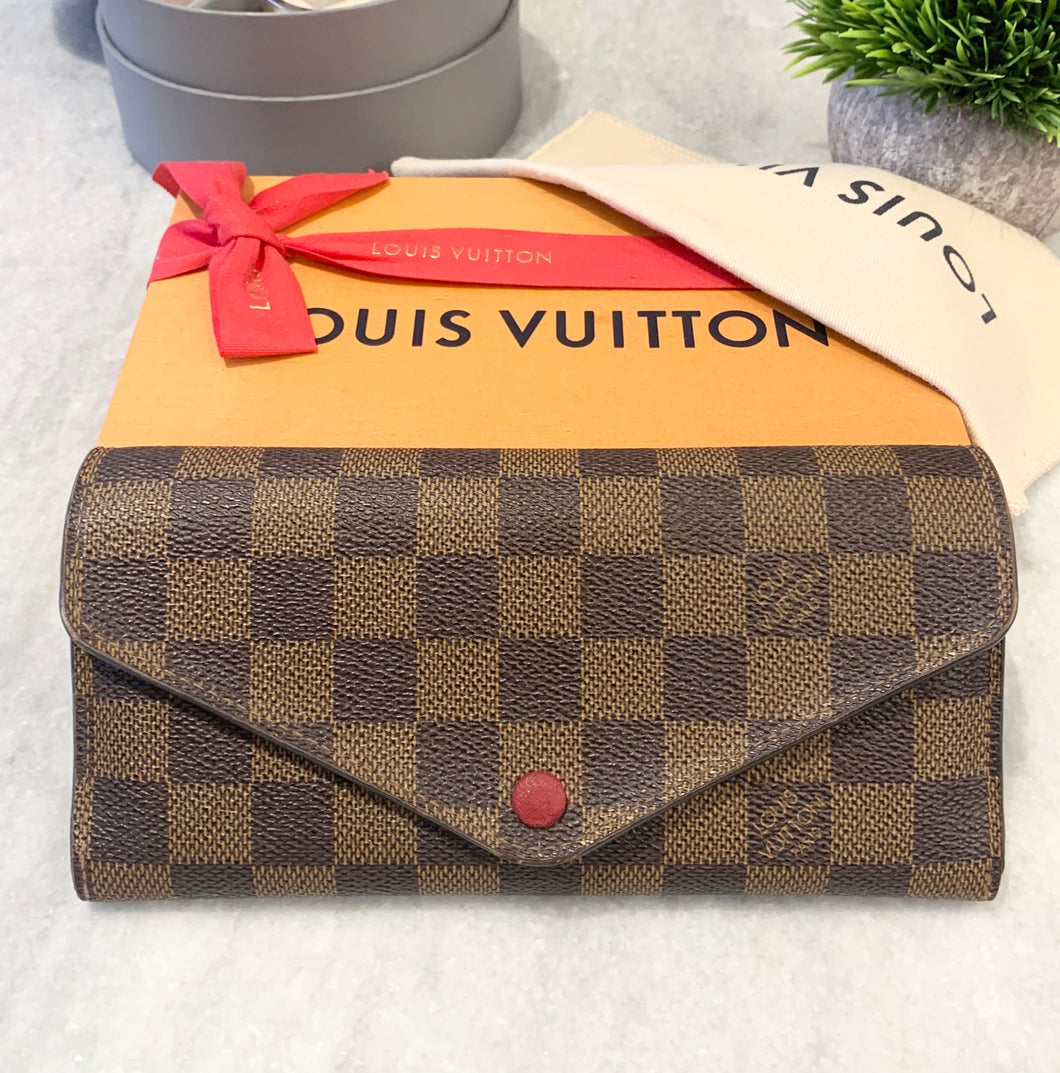 LOUIS VUITTON Damier Ebene Josephine Wallet In Fuchsia