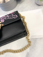 Load image into Gallery viewer, PINKO Love Me Tender Flowers Black Eco Leather Shoulder Bag In Black
