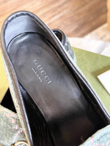 [SOLD] GUCCI Jordaan GG Velvet Effect Women’s Loafers in Emerald Green (EU)38