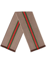 Load image into Gallery viewer, ▪️SOLD▪️GUCCI GG Unisex Verbier Jacquard Knit Scarf in Brown
