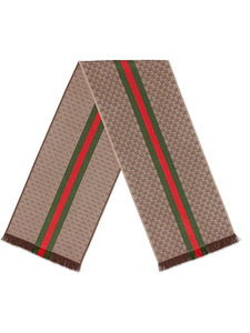 ▪️SOLD▪️GUCCI GG Unisex Verbier Jacquard Knit Scarf in Brown